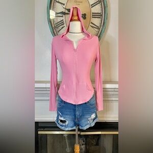 Pink Women's Zip-Up Hoodie Top